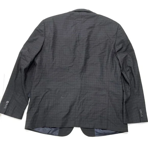 Kenneth Cole Reaction Wool Blazer Suit Jacket Coat 46 R‎ Dark Navy Blue Check - Picture 7 of 8
